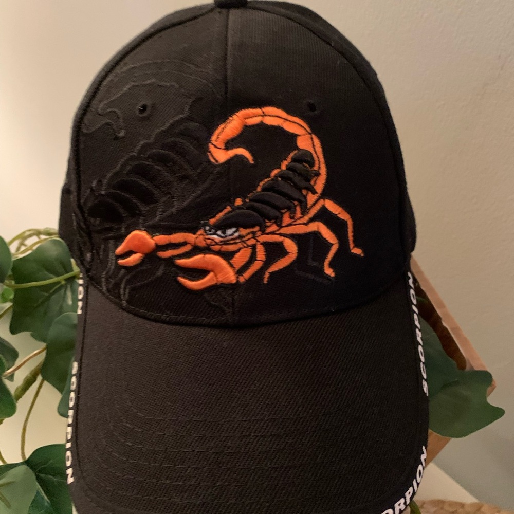 Scorpion Embroidered Black and Orange Cap